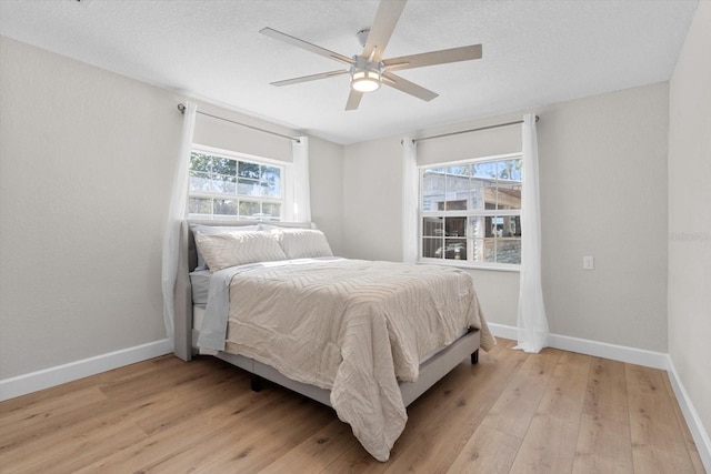 1860 NW 16th St, Crystal River, FL 34428 - bedroom with light wood-style flooring, a ceiling fan, and a textured ceiling