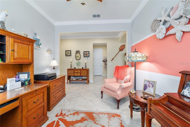 7814 SW 97th Cir, Ocala, FL 34481 - office area with crown molding and light tile patterned floors