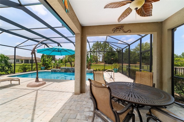 7814 SW 97th Cir, Ocala, FL 34481 - swimming pool featuring a patio, ceiling fan, and a lanai