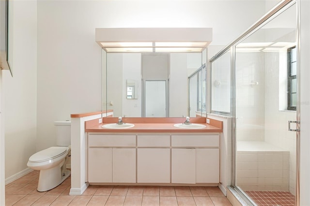 9180 SW 202nd Avenue Rd, Dunnellon, FL 34431 - bathroom with tile patterned flooring, double vanity, and a stall shower