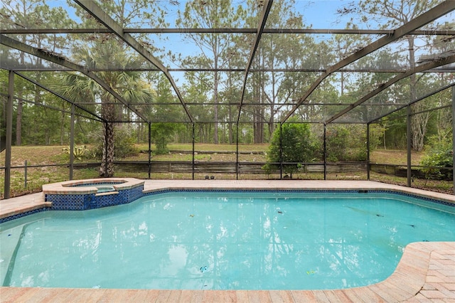 9180 SW 202nd Avenue Rd, Dunnellon, FL 34431 - view of pool featuring a pool with connected hot tub and glass enclosure