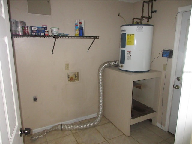 6141 NW 64th Ct, Ocala, FL 34482 - washroom with electric water heater, washer hookup, light tile patterned flooring, and electric dryer hookup