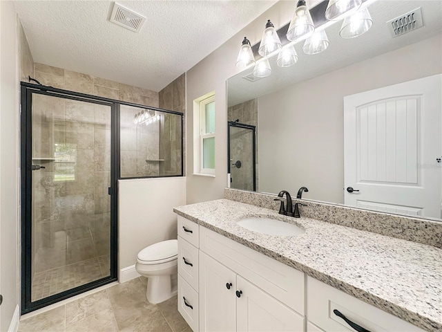 3679 E Bernice St, Inverness, FL 34453 - full bath featuring vanity, a shower stall, a chandelier, and a textured ceiling