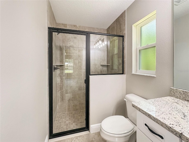 3679 E Bernice St, Inverness, FL 34453 - bathroom with vanity, a textured ceiling, and a stall shower