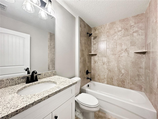 3679 E Bernice St, Inverness, FL 34453 - bathroom featuring a textured ceiling, vanity, and bathing tub / shower combination