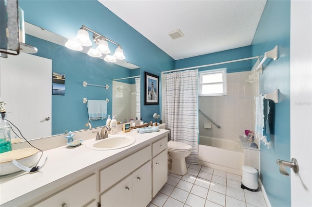 8841 SW 91st St Unit A, Ocala, FL 34481 - full bathroom featuring shower / tub combo, vanity, tile patterned flooring, and a textured ceiling