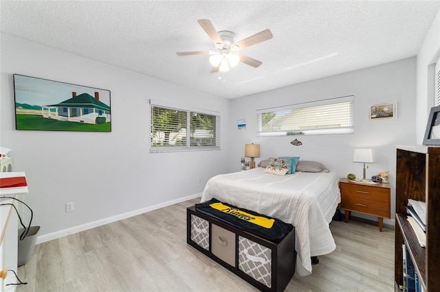 8841 SW 91st St Unit A, Ocala, FL 34481 - bedroom with light wood-style flooring, a textured ceiling, and a ceiling fan