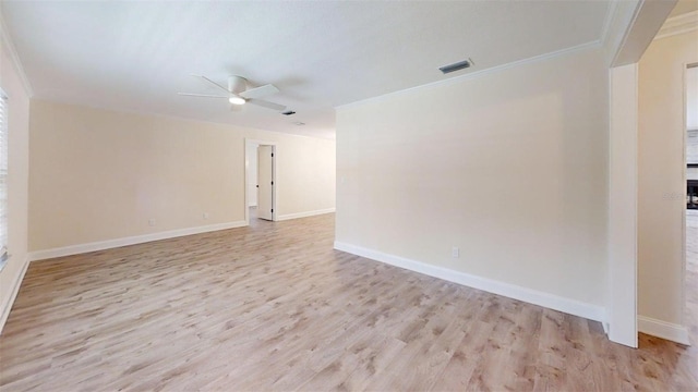 4121 SW 6th Ave, Ocala, FL 34471 - empty room featuring ceiling fan, light wood-type flooring, and ornamental molding