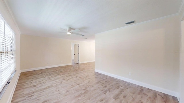 4121 SW 6th Ave, Ocala, FL 34471 - unfurnished room with ceiling fan, light wood-style floors, and ornamental molding