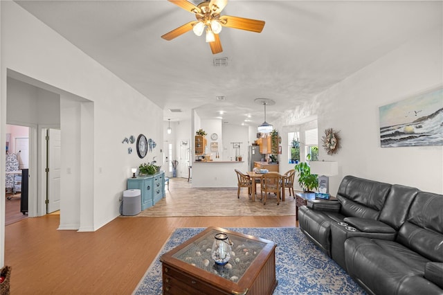 1824 W Zoe Ct, Lecanto, FL 34461 - living room with a ceiling fan and wood finished floors