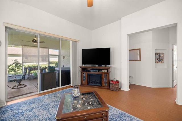 1824 W Zoe Ct, Lecanto, FL 34461 - living area featuring wood finished floors and a ceiling fan