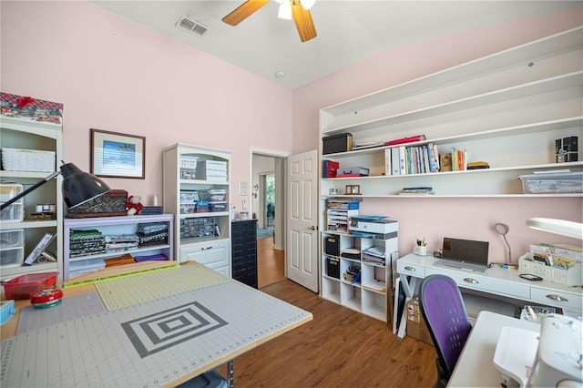 1824 W Zoe Ct, Lecanto, FL 34461 - office featuring wood finished floors and ceiling fan