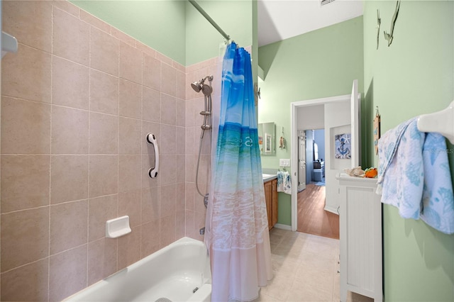 1824 W Zoe Ct, Lecanto, FL 34461 - bathroom with vanity, shower / tub combo, and tile patterned floors