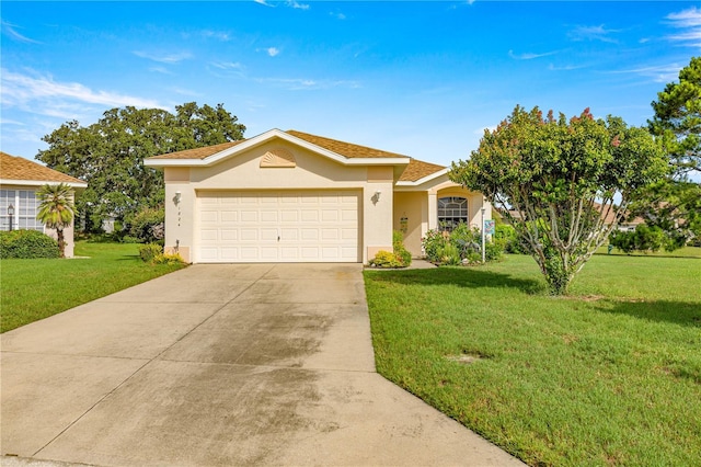 1824 W Zoe Ct, Lecanto, FL 34461 - ranch-style home with a front yard, driveway, stucco siding, and an attached garage