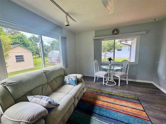 916 Jones Ave, Inverness, FL 34453 - living area with plenty of natural light, a textured ceiling, wood finished floors, and rail lighting