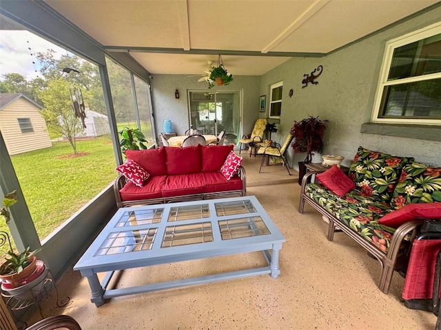 916 Jones Ave, Inverness, FL 34453 - sunroom / solarium featuring an outdoor hangout area and a ceiling fan