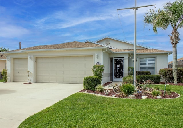 1768 SW 156th Ln, Ocala, FL 34473 - single story home featuring stucco siding, an attached garage, driveway, a front lawn, and roof with shingles