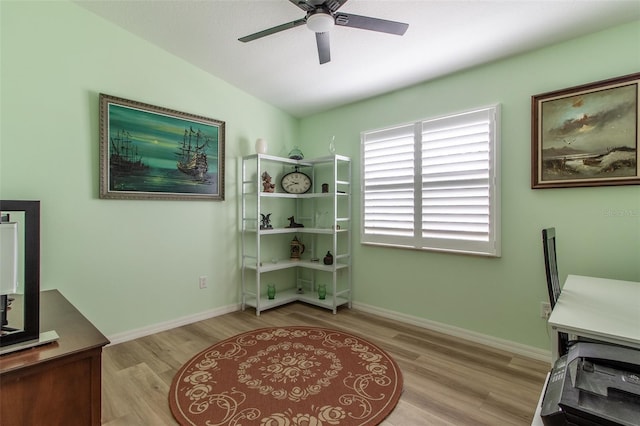 1768 SW 156th Ln, Ocala, FL 34473 - office area with wood finished floors and a ceiling fan
