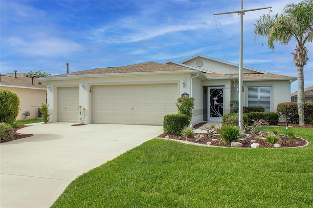 1768 SW 156th Ln, Ocala, FL 34473 - single story home featuring stucco siding, an attached garage, concrete driveway, and a front lawn