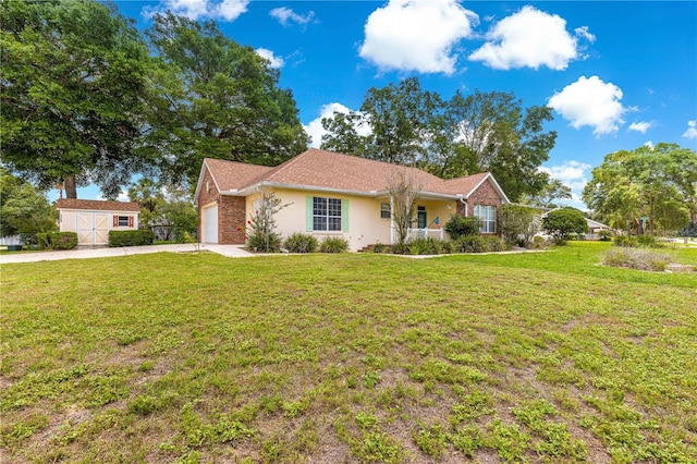 6551 SE 11th Loop, Ocala, FL 34472 - ranch-style home with driveway, stucco siding, a front lawn, and an attached garage