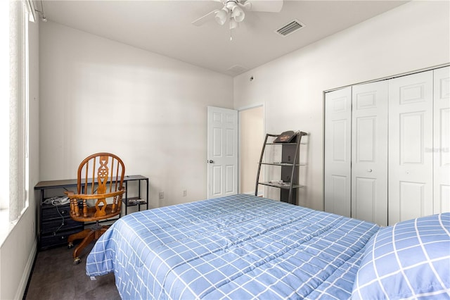 6551 SE 11th Loop, Ocala, FL 34472 - bedroom featuring a closet, carpet flooring, and a ceiling fan