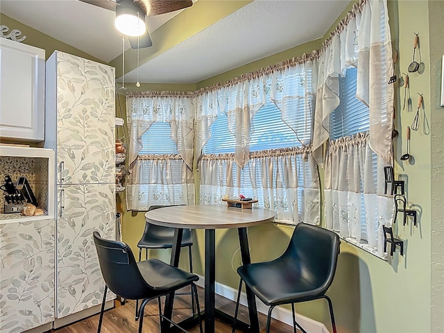 10459 SW 62nd Ct, Ocala, FL 34476 - dining area featuring a ceiling fan and wood finished floors