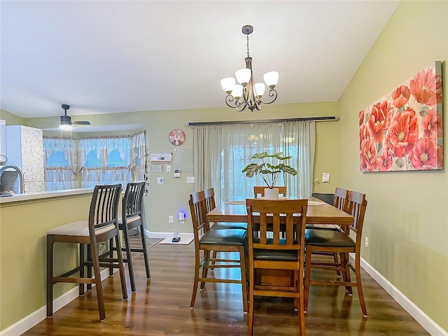 10459 SW 62nd Ct, Ocala, FL 34476 - dining area with a chandelier, plenty of natural light, wood finished floors, and a ceiling fan
