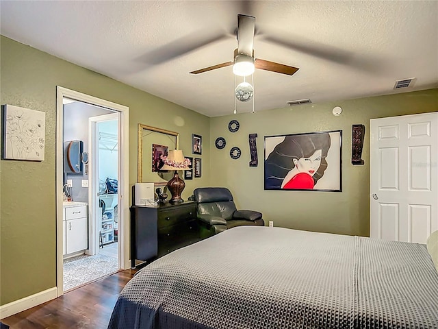 10459 SW 62nd Ct, Ocala, FL 34476 - bedroom featuring dark wood-type flooring, a textured ceiling, and a ceiling fan