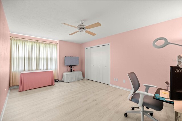 12131 NE 10th Ter, Ocala, FL 34479 - office area featuring a ceiling fan and wood finished floors