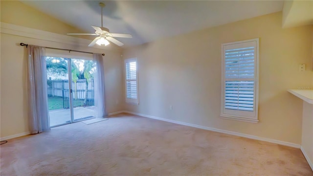 949 Woodsong Way, Clermont, FL 34714 - empty room with a ceiling fan, carpet flooring, and vaulted ceiling