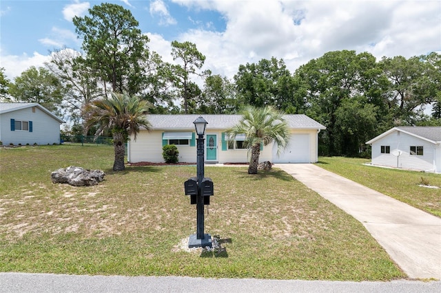 8247 SW 105th Pl, Ocala, FL 34481 - ranch-style house with driveway, a garage, and a front yard