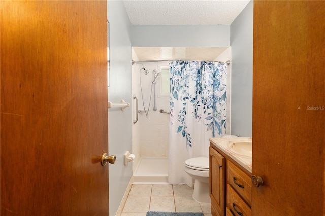 8247 SW 105th Pl, Ocala, FL 34481 - bathroom with tile patterned flooring, a stall shower, vanity, and a textured ceiling