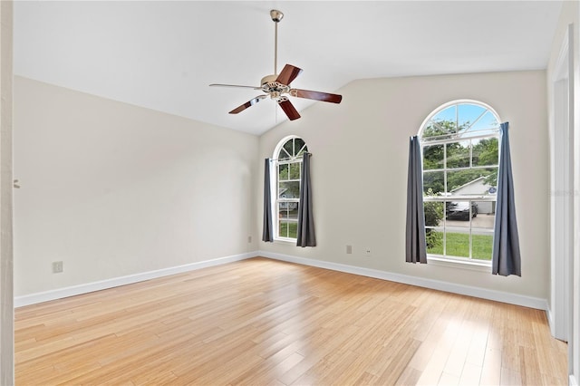 2864 SW 40th Ave, Gainesville, FL 32608 - empty room with light wood-style floors, lofted ceiling, and ceiling fan