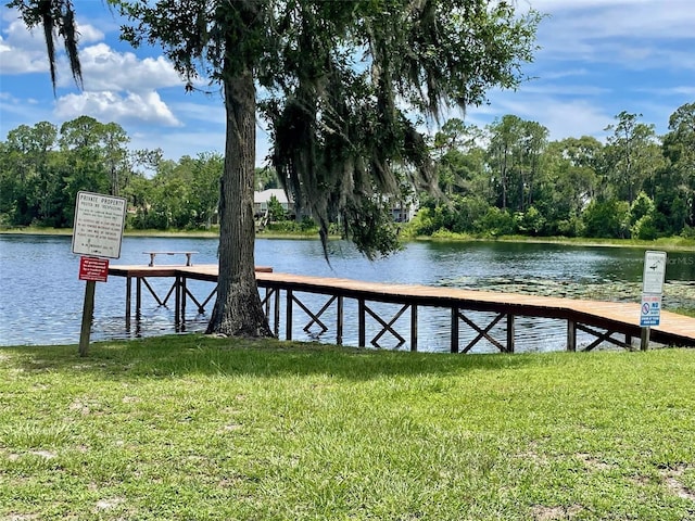 1112 NE 130th Ter, Silver Springs, FL 34488 - dock with a lawn and a water view