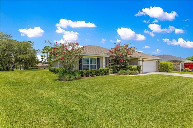 8 Diamond Club Rd, Ocala, FL 34472 - view of front of home with concrete driveway, a garage, a front yard, and stucco siding