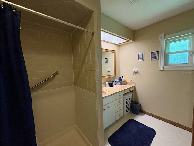 3545 SE 24th Ave, Ocala, FL 34471 - full bathroom with vanity, tiled shower, and tile patterned floors