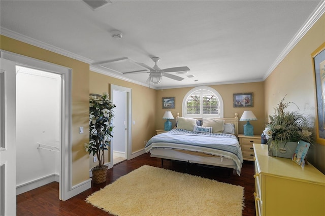 200 Asphodel Dr, Dothan, AL 36303 - bedroom featuring dark wood finished floors, a ceiling fan, and ornamental molding