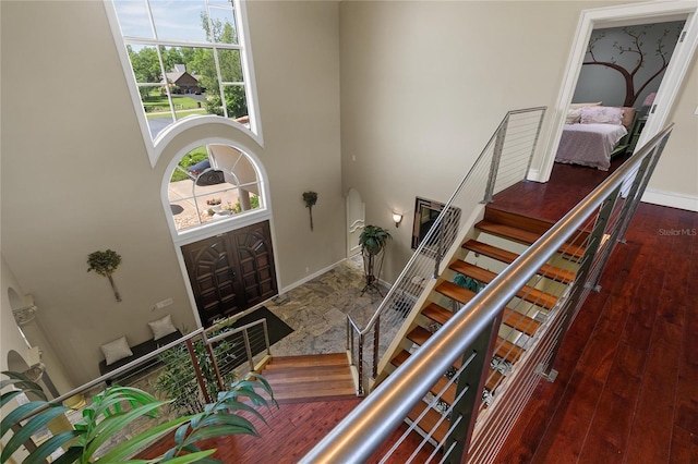 200 Asphodel Dr, Dothan, AL 36303 - entrance foyer featuring stairway, a high ceiling, and wood-type flooring