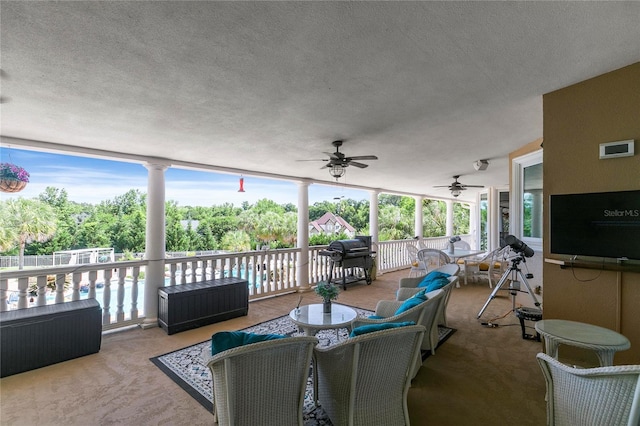 200 Asphodel Dr, Dothan, AL 36303 - carpeted living room featuring a textured ceiling and ceiling fan