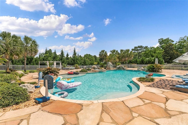 200 Asphodel Dr, Dothan, AL 36303 - view of swimming pool with a patio and view of wooded area