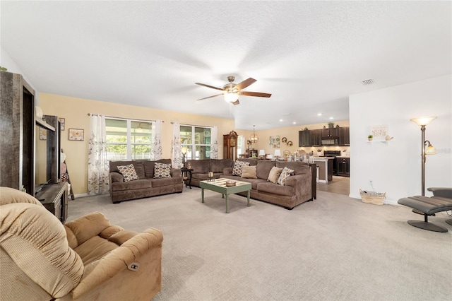 2552 NE 42nd Rd, Ocala, FL 34470 - living room featuring light carpet and a ceiling fan