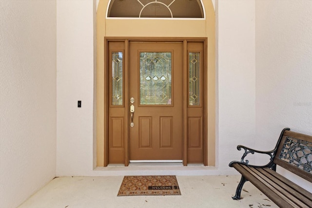 4322 N Mayan Dr, Hernando, FL 34442 - doorway to property featuring stucco siding