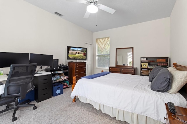 4322 N Mayan Dr, Hernando, FL 34442 - carpeted bedroom with an office area and ceiling fan