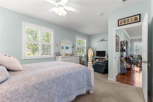 8566 SW 83rd Loop, Ocala, FL 34481 - bedroom with carpet floors, multiple windows, and a ceiling fan