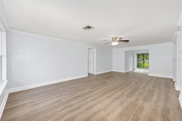14761 SW 35th Terrace Rd, Ocala, FL 34473 - unfurnished room featuring ceiling fan, light wood-type flooring, and crown molding