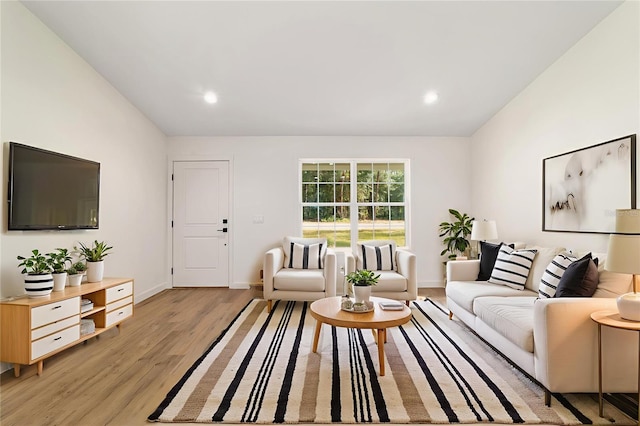 5400 NW 9th St, Ocala, FL 34482 - living room featuring lofted ceiling, light wood-style floors, and recessed lighting
