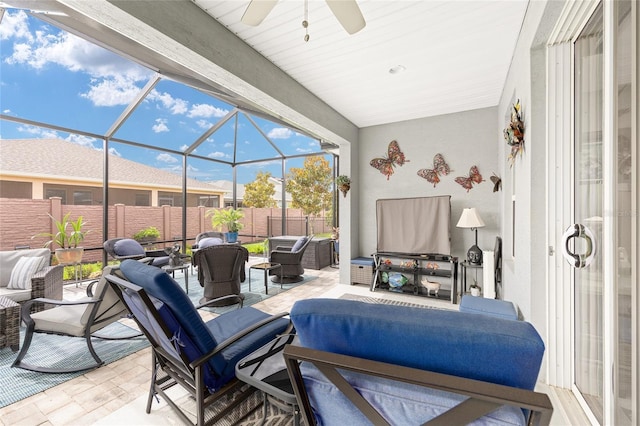 4340 NW 56th Ct, Ocala, FL 34482 - sunroom featuring outdoor lounge area and a ceiling fan