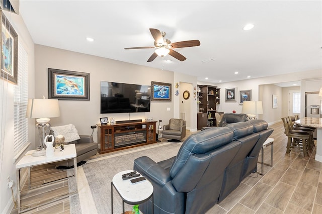 4340 NW 56th Ct, Ocala, FL 34482 - living area with ceiling fan, recessed lighting, and wood finish floors