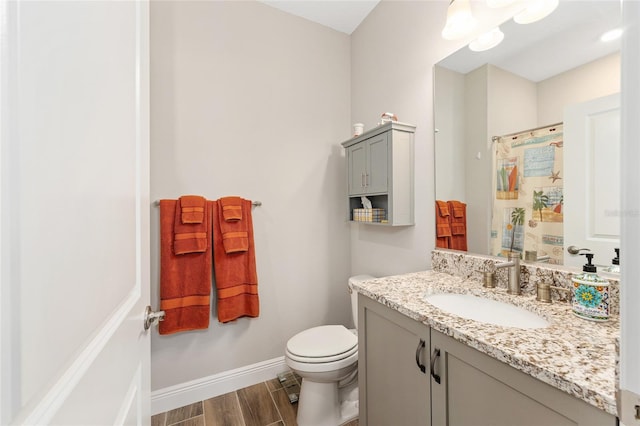 4340 NW 56th Ct, Ocala, FL 34482 - bathroom featuring vanity, wood finished floors, and curtained shower