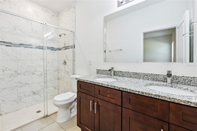 15212 SW 27th Ct, Ocala, FL 34473 - full bath featuring double vanity, a stall shower, and tile patterned floors